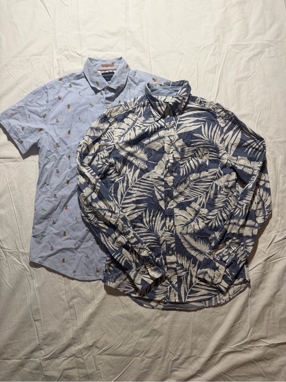Denim & Flower / American Eagle Men’s Tropical Button Down Shirt Bundle Blue XS